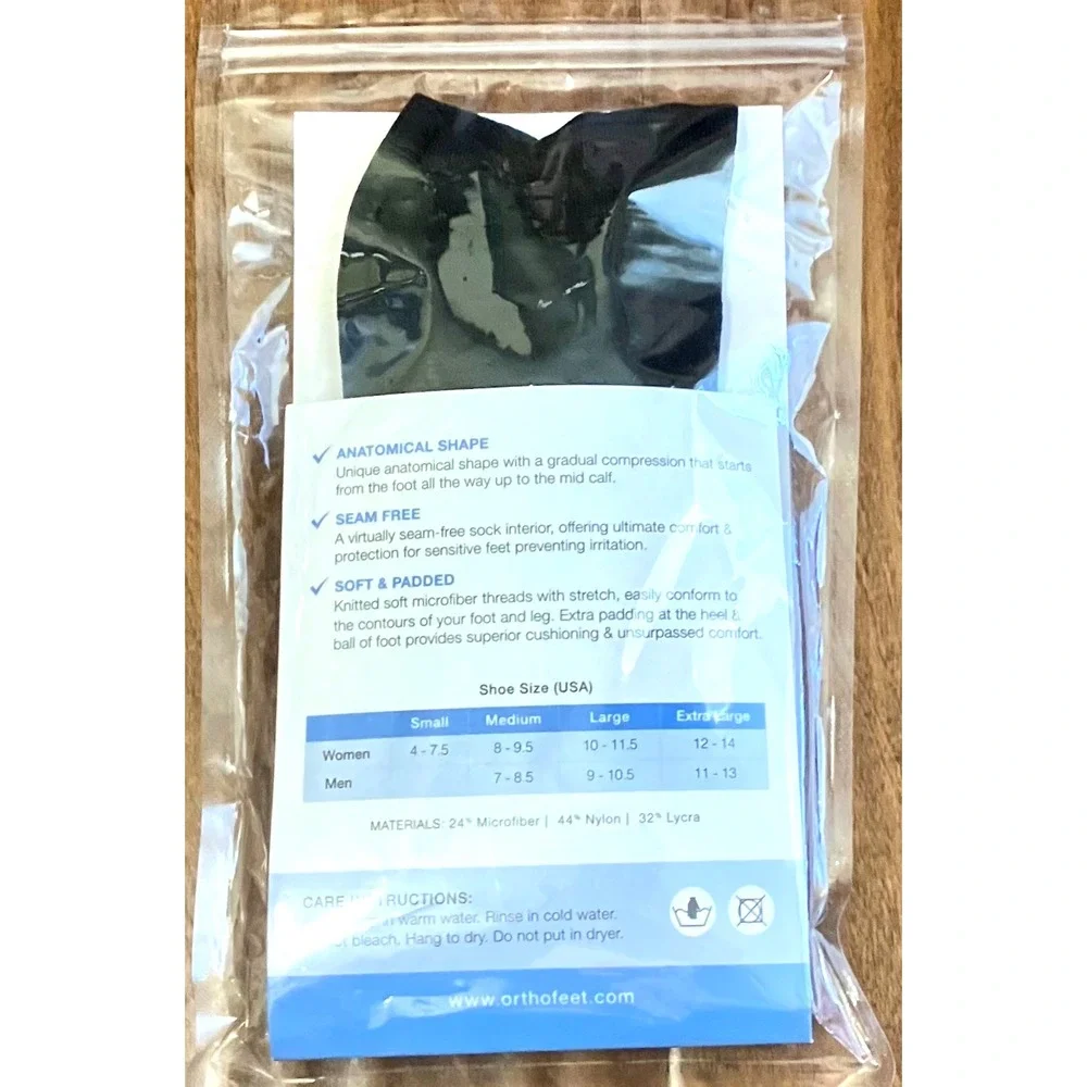 Orth Feet Mid Calf Compression Socks Size Large 18-25mmHg Black